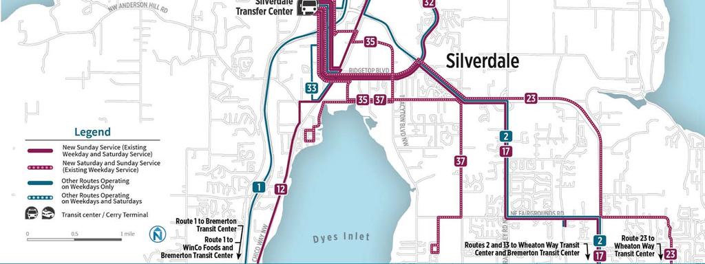 Silverdale: Option 2 Full Sunday Service Routes 12, 17, 32, 34: new Sunday