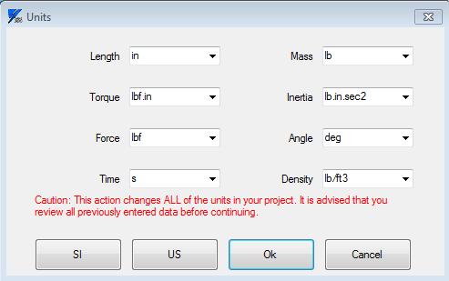 Then click the US button to change to imperial units. Manually change the length unit from feet to inches.
