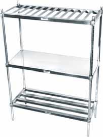 SAS Series SASCH Series Sani-Adjustable Aluminum Shelving Component Parts Easy Order Instructions for Component Parts To order a 4' section with three Tubular shelves, 20" wide and 68" high, you need