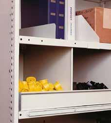 Accessories Front Base Strips A. - Bin Front A formed steel panel partially enclosing the front opening of a shelf to keep bulk items within a bin.