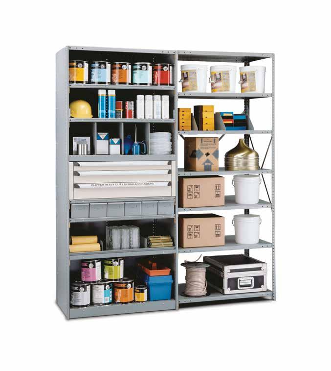 Versatile & Accessories Versatile Clipper can be accessorized for any job. Back Panel Completely closes the back of shelving units and provides lateral stability.