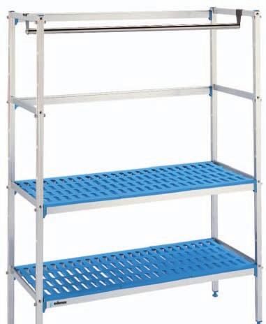 Aluminum and polyethylene shelving Accessories Multi-purpose trolley (kit) Multi-purpose trolley: dishware storage, handling and pickup, transport and storage of