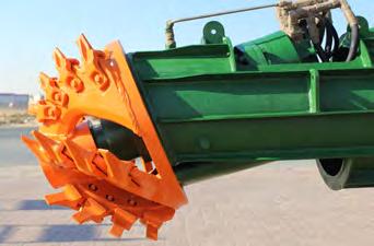 DREDGING DEPTH EXTENSION The dredging depth of the cutter suction dredger can be extended by providing an extension piece for the ladder, longer spuds and pontoon extensions.