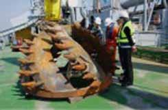 The complete cutter part with hydraulic drive of about 800 KW has not been used during job at JadeWeserPort and is