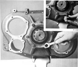 REASSEMBLY - AUXILIARY SECTION (13-SPEED MODELS) 13. Position the corresponding new gasket on cover mounting surface and install the rear bearing cover on auxiliary housing.
