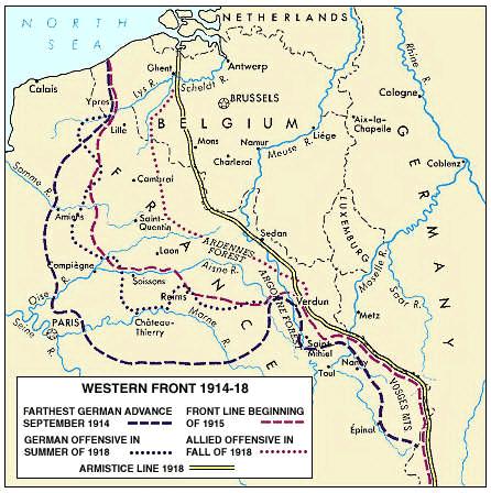 Western Front over 400 miles of trenches across Belgium and France 25,000 miles if