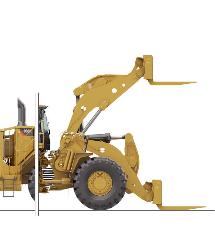 FORK PERFORMANCE CURVES 988K Curves Block Handling Quick Coupler with Fork L5Tires Bucket Pin Height