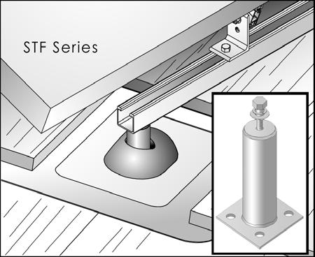 See the SolarMount List (page 28) for quantity of L-feet packed with each SolarMount. STF type have a flat top with a 3/8" threaded insert nut, bolt and flat washer.