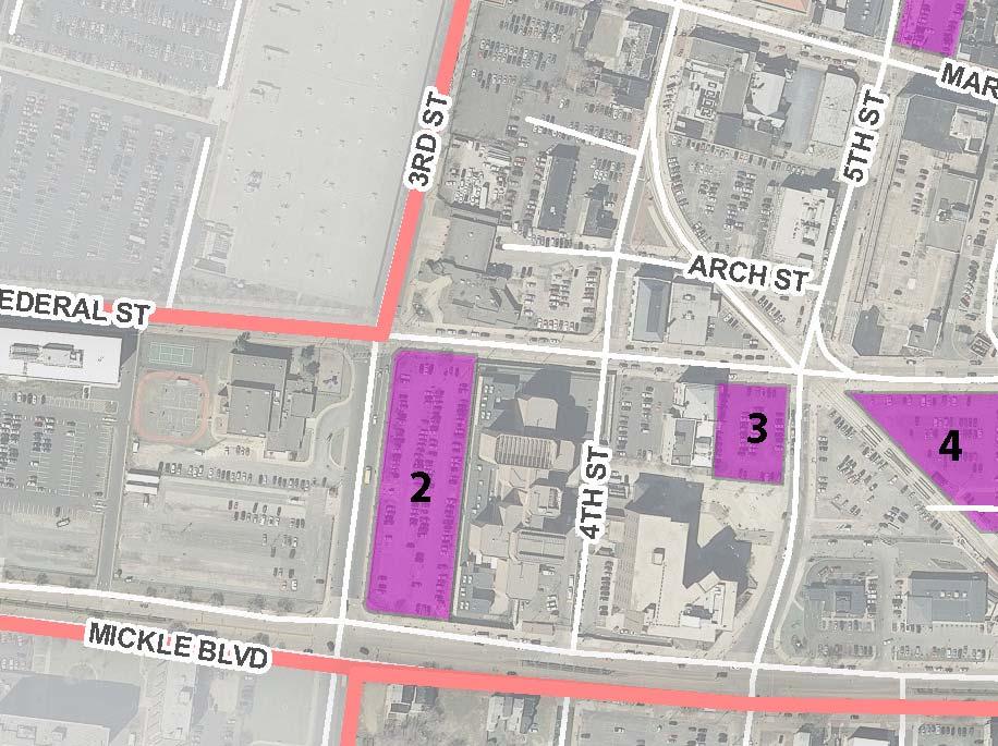 Possible Sites for New Structured Parking Site 2 (surface lot) Adjacent to County