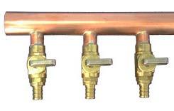 14 LOOP 1 COPPER MANIFOLDS PAGE 8 Seven Different Types of 14 Loop 1 copper manifolds (blank, blank with 1/2 crimp fitting, blank with 3/8 crimp fitting, blank with 1/2 mini ball valve, blank with
