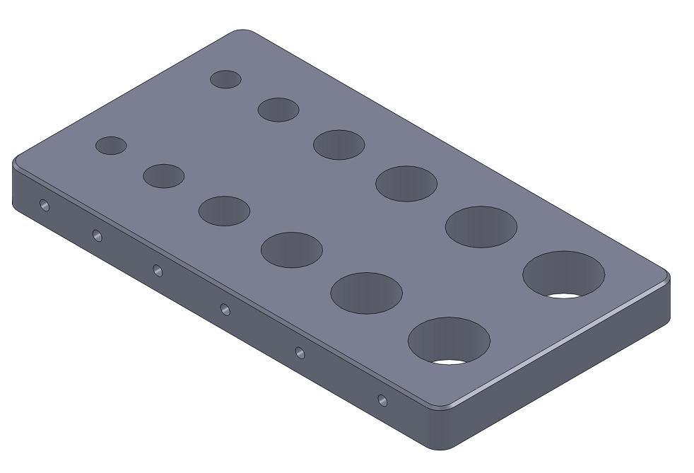 3/8", 7/16", 1/2" 6 sound holes and 6 holes with Flaws Aluminium 7075- T6 ATB004 Accessory, Test Block, Large