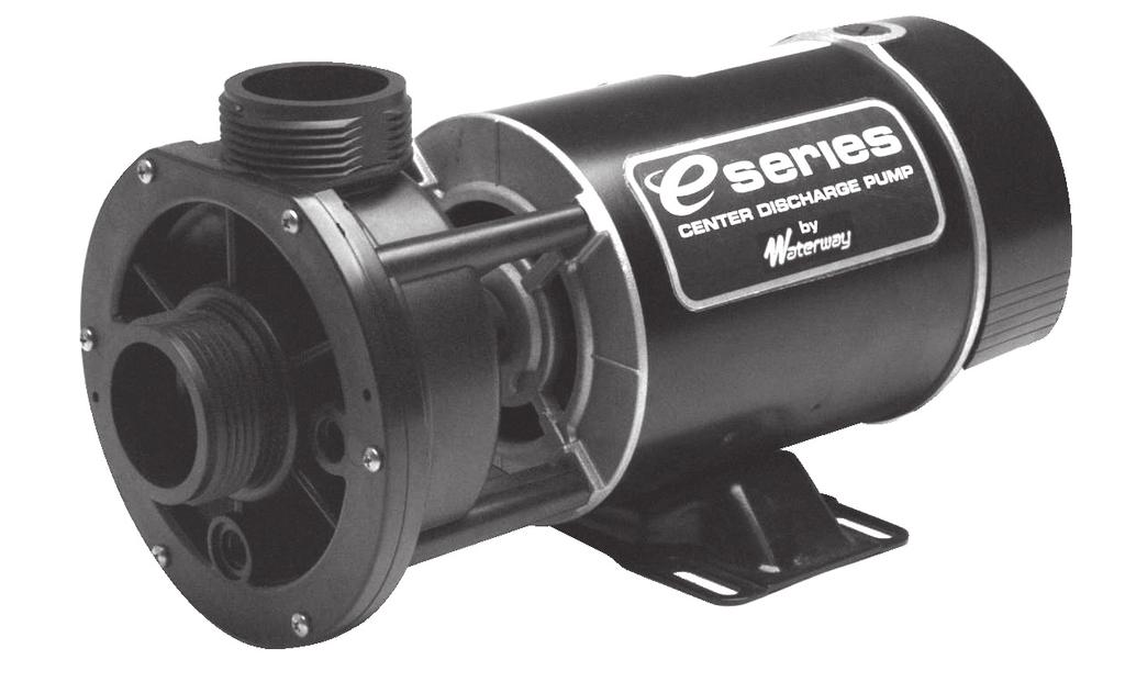 Spa Pumps / E-Series Center Discharge - 48-Frame Reliable center discharge performance 1 1/2" intake and discharge Wet end can be rotated for easy installation Available in 3/4 to 2 HP, 1 or 2 speed