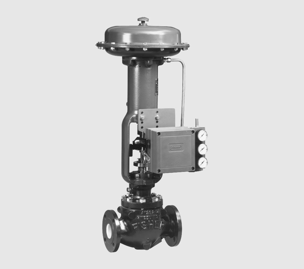 The pneumatic valve positioners receive a pneumatic input signal from a control device and modulate the supply pressure to the control valve actuator, providing an accurate valve stem position that