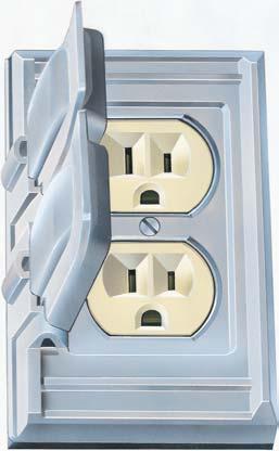 Two exit ports accept up to 12/3 cords. Lockable by padlock. Extended hinge 2.75 (69.85mm) from box allows cover to be completely opened on flat surface without interference from wall.