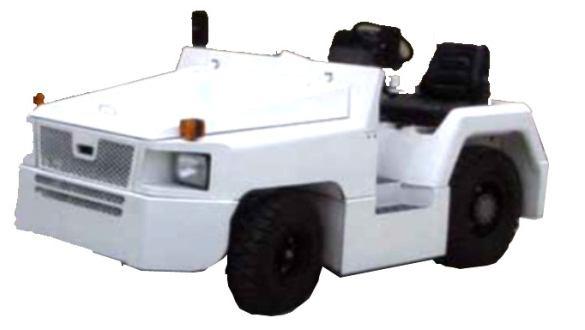 This modern styled, unique tractor is available as a standard 4 Tonnes base model with option for Cabin, Air-conditioning and hydraulically actuated tow-hitch Truck, 24 VDC Max service height 4350 mm