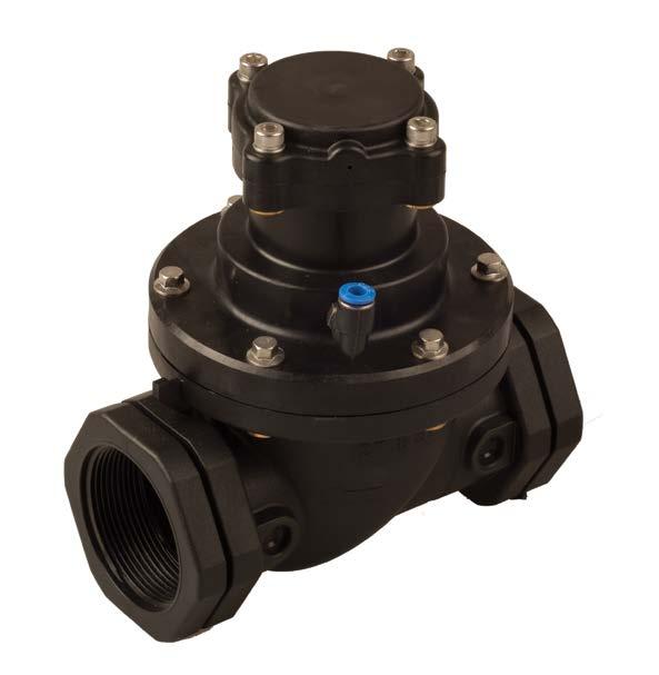 Globe Plastic GC 3/4" - 2" 2 Way NC OUTLET INLET 2" 2W NC Function Ports size 2 Way NC 3/4", 1", 1-1/2", 2" BSP & NPT See table Fluid : -5ºC to 60ºC (no freezing) Ambient : -10ºC to 50ºC Main Valve: