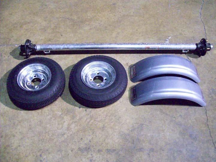 Wheels fenders axle
