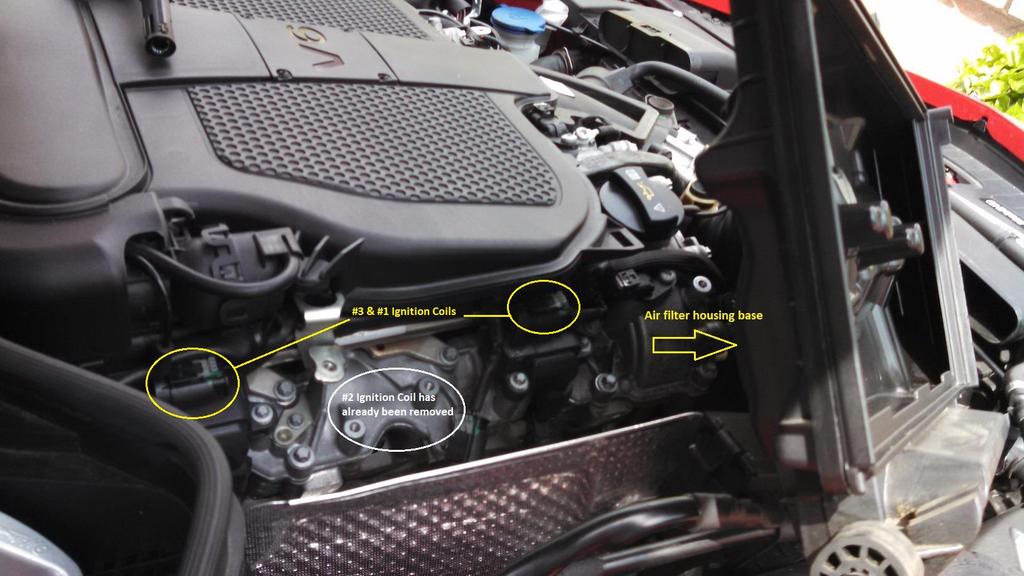 8. Do not remove the one-time use clamp holding the air filter housing tube to the resonance intake manifold (see the white text and arrow in the step 5 photo