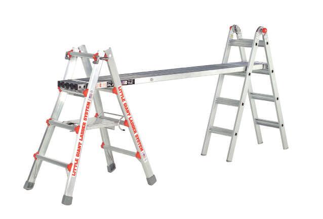 Extending Work Plank The Little Giant Plank converts any of our multi-use ladders into a simple scaffolding.