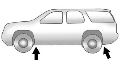 346 Vehicle Care Jacking Locations (Overall View) 4. Position the jack under the vehicle, as shown. one jack handle extension. Attach the wheel wrench to the jack handle extension.