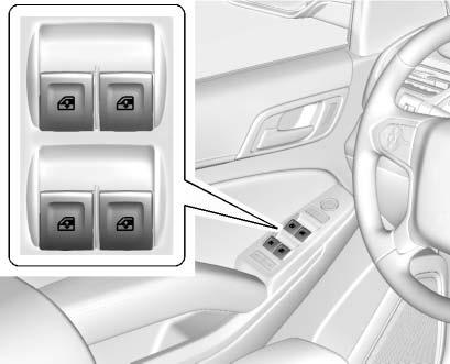 Keys, Doors, and Windows 57 The power windows work when the ignition is on, in ACC/ACCESSORY, or when Retained Accessory Power (RAP) is active. See Retained Accessory Power (RAP) 0 212.