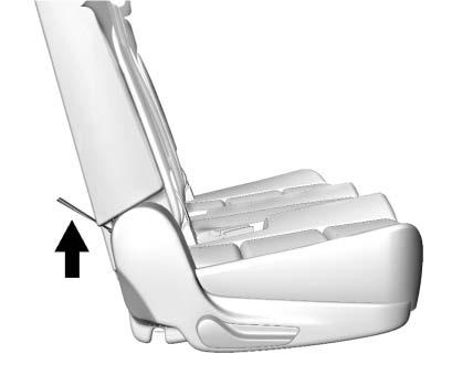 72 Seats and Restraints 2. Pull the strap on the bottom rear of the second row seat to release the seatback. The seatback will fold forward. 3.