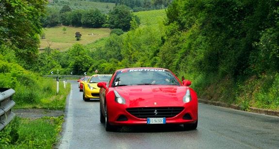 Our Tour Director leads the convoy at the wheel of his Alfa Romeo Giulia, guiding the Ferraris along the most exciting hilly and curving roads, carefully selected by Red Travel.