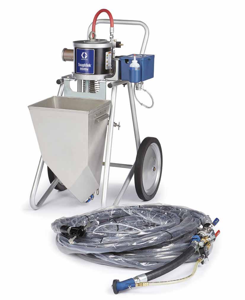 Optional 25 gal (95 L) hopper kit Pump Lower 680cc Designed for heavy materials, stainless steel construction Tri-clamp on cylinder easy to