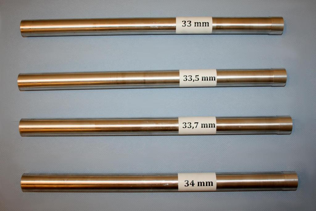 3 Results The four different tubes are shown in Figure 2. They are labeled with the nominal-value of the diameter.