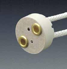 MINIATURE BI-PIN QUARTZ Single-Ended GX5.3 (MR 16)/GY6.35 Base Miniature Bi-Pin Quartz Lampholders Ceramic body with mica cover. Standard leads are No.