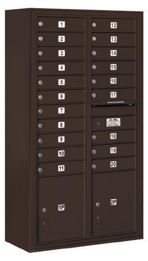 Surface Mounted 4C Horizontal Mailboxes Note: Salsbury 3800 series surface mounted 4C horizontal mailboxes include a U.S.P.S. approved 4C horizontal mailbox unit and a matching enclosure.
