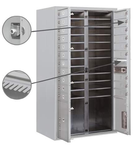 Fully integrated parcel lockers Carrier access door for U.S.