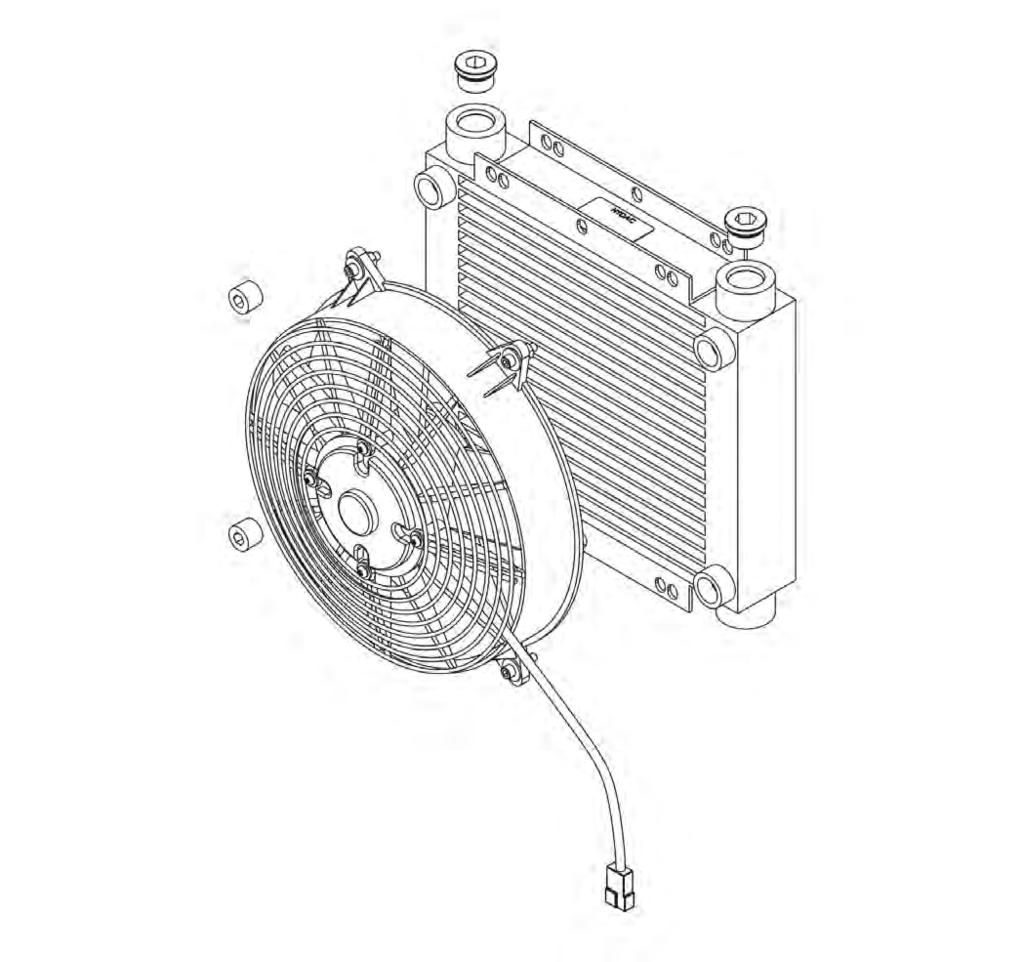 HYDRAULIC OIL COOLER AND FAN ASY 1 02981377 1 HYD OIL COOLER & ELECTRIC FAN ASY.