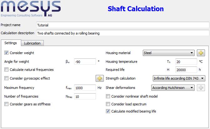 Tutorial: Calculation of two shafts connected by a rolling bearing This tutorial shows the usage of MESYS shaft calculation with multiple shafts.