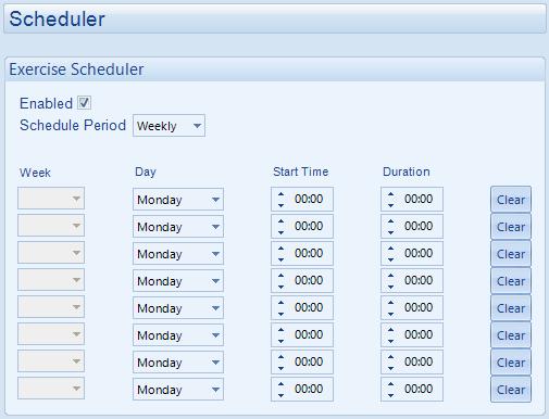2.7 SCHEDULER The scheduler is used to automatically start the engine at a configured day and time and run for the configured duration of hours.