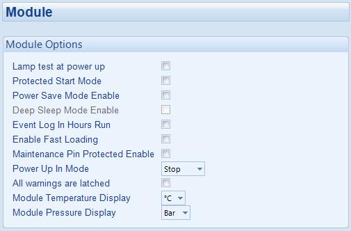 2.2 MODULE OPTIONS This section allows the user to configure options related to the module.