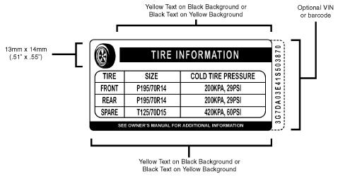 DATA SHEET 4 (1 of 2) VEHICLE PLACARD, AND TIRE INFLATION PRESSURE LABEL VEHICLE MAKE/MODEL/BODY STYLE: 2009 Chevrolet Impala four-door passenger car VEHICLE NHTSA NUMBER: C90100 VIN: