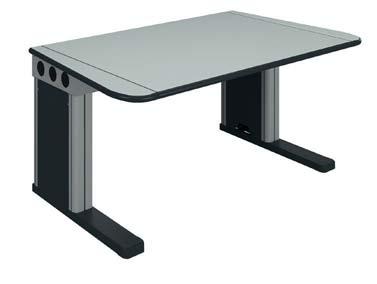 Knürr SynergyConsole Single Desk Height fixed syn20126 syn20150 835 long W 835 long D H = 750 mm W ges = W+282 mm - As link- up or as single desk - Both side parts with long foot stabilizers -