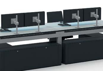 Knürr SynergyConsole Workstation System Side panels - The combination of interconnecting aluminum extrusions is the basis for the variable desk heights - The side parts of the height-fixed version