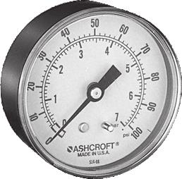 Liquid Pressure Gauges 26383 Pressure gauge (Center back connection) 26385 Avaiabe in bottom inet connection or center back connection.
