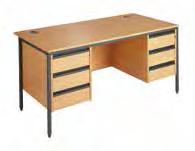 Maestro ommercial desking - H frame & cantilever leg esk with 2 and 2 rawer Pedestals 18mm thick top 18mm thick back panel H Frame leg set Two cable access ports Two 2 drawer fixed pedestals ccepts 4