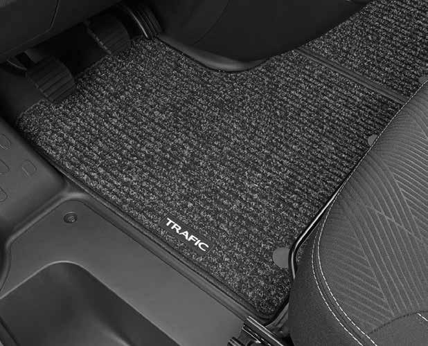 Trafic - Protection Mats 01 Textile floor mats Compatible with the vehicle s original fittings. Made to measure. Durable and adapted to professional use.