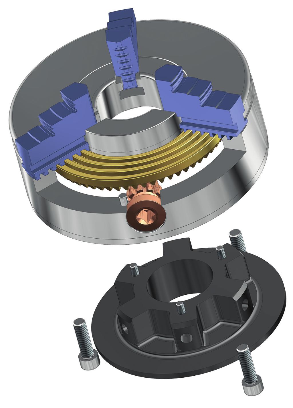 A control edge on the chuck body enables a quick and simple adjustment of the spiral ring chuck on the machine and the new security adapter allows a defined torque with a torque wrench, especially