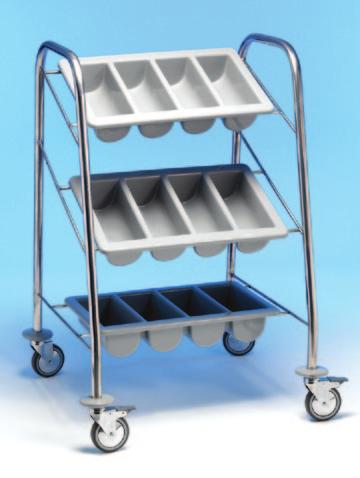 marking = low level Cutlery Sort Trolley 25mm diameter tubular frame g Stainless 8mm wire frames for trays g Plastic cutlery trays 25mm diameter frame and handle g
