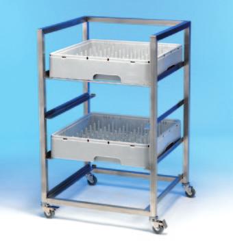 Maximum load 120kg (Load of 65kg upwards, support tray rests at lowest level) Features sealed bearings g Can support 7x 500x500 dishwash baskets @ 100mm high g Push /