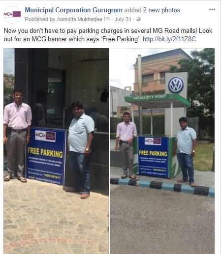 Free Parking in Malls A Gurugram Case Study Public Sensitization through digital mediums Social Media was effectively used to create awareness amongst the