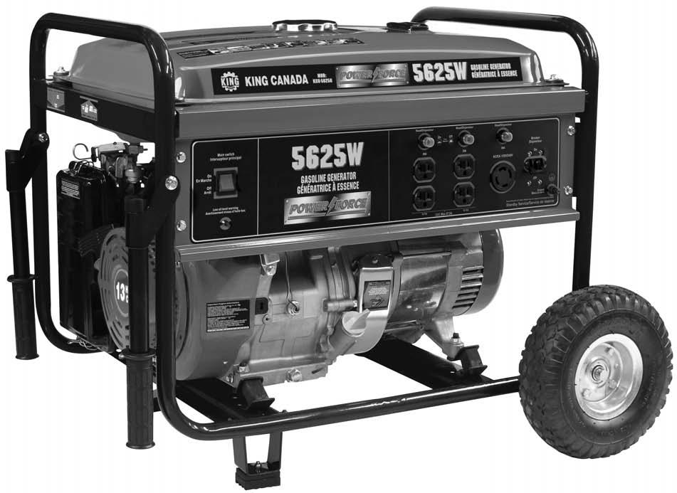 5625W GASOLINE GENERATOR WITH WHEEL KIT Read this manual.