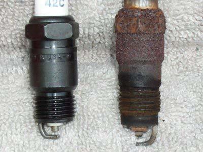 Comparing a new spark plug to the old one tells you a lot about what's going on inside and around your engine. In this case, the old plug is DEFINATELY more than 30,000 miles old.
