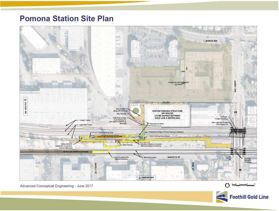 Pomona Station Site Plan Includes 980 parking spaces, charging