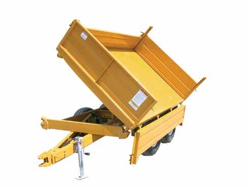 5T FEATURES 4000-5T-63x99 5 Ton Capacity 3 Way Dump (Right, Left, or Rear) 3 Stage Single Action Telescope Hydraulic Cylinder Walking Beam Tandem Axle with 11L x 15 Tires Removable Reinforced Side